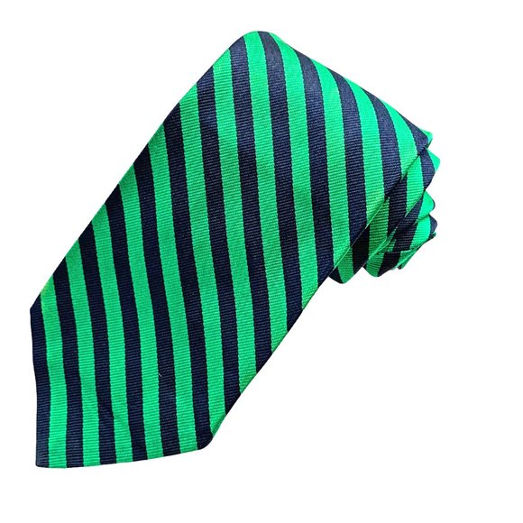 Robert Talbott for Nordstrom‎ Handsewn 100% Silk Green Navy Stripe Necktie - Picture 5 of 9